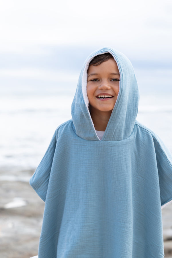 Kids Towel Poncho - Ocean Blue