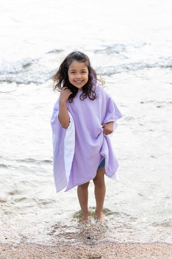 Kids Towel Poncho - Lilac Sky