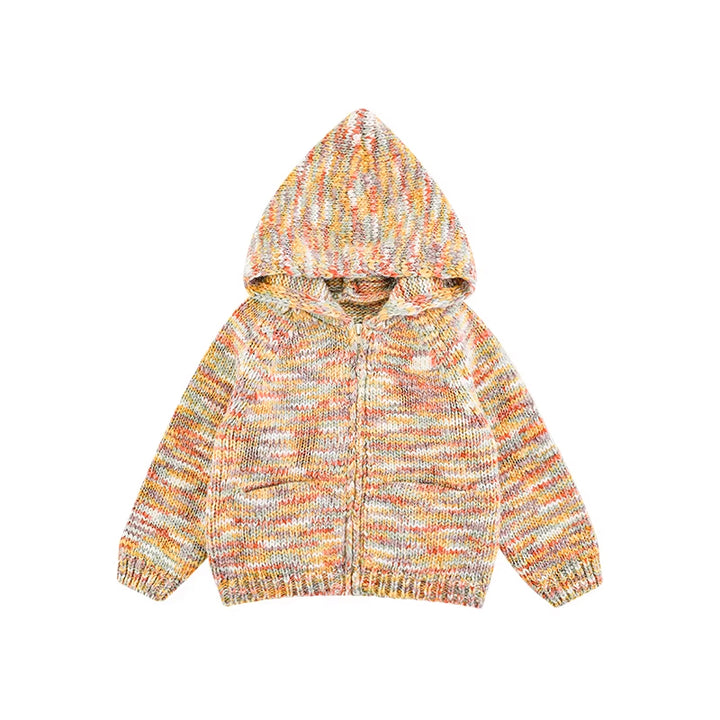Multicoloured Yellow Knit Hooded Zip Jacket
