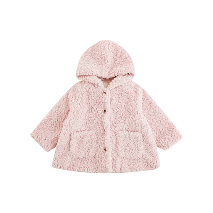 Girls Plush Pink Hooded Jacket